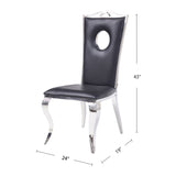 Set of 2 Side Chairs with PU Padded Seat and Back, Black and Chrome B016P315212