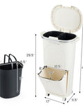 10 Gallon Kitchen Trash Can with Lid and 2 Removable Buckets,2 Compartments ,PP Material,17" 11.5" 30665338
