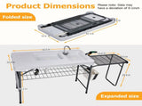 42.5" Fish Cleaning Table with Dual Sink, Portable Folding Camping Table with Foldable Extension 38077895