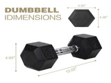 20LB HDRS Rubber Coated Solid Cast Iron Dumbbell with Contoured Chrome Handle, Hexagon 03299427