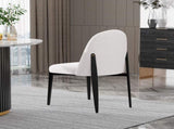 Set of 2 Beige Armless Dining Chairs, Chenille Upholstered Ergonomic Curved Backrest with Sturdy W5739P464651