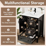 24 inch Bathroom Vanity with Sink, One Cabinet with Soft-closing Door, 3 Soft-closing Drawers, Retro N759P292551B