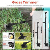 3-in-1 Cordless Electric Pole Saw & Mini Chainsaw & Grass Trimmer Kit with Adjustable Length 2Pcs 17963644