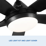 ZUN 56 In Intergrated LED Ceiling Fan Lighting with Black ABS Blade W136760568