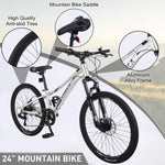 ZUN Mountain Bike for Girls and Boys Mountain 24 inch 7-Speed bike 63796150