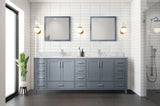 Dark Grey Double Bath Vanity 84 in. W x 22 in. D, Carrara Marble Top, and Faucet Set B2731P259152
