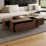 Rectangular Sliding Top Coffee Table with 2 Drawers and 2 Hidden Storage for Living Room 47.2" N735P250955D