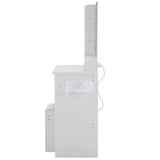 41" Large Size Left Bedside Cabinet Vanity TableCushioned Stool Dresser Set, 2 AC2 USB Power W936P230832