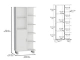 Mott 63" H Linen Bathroom Cabinet with Seven Open Shelves, One Drawer and four legs,White B097P167431