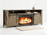 Washed Gray Finish Fireplace TV Stand, 58.07"15.35"29.92", Embossed Particle Board with Melamine 70891810
