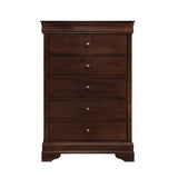 Louis Philippe Style 1pc Chest of Drawers Brown Cherry Finish Okume Veneer Bedroom Furniture B01146480