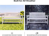 HDPE Outdoor Bench, Weather-Resistant Patio & Porch Bench With Aluminum-Reinforced Frame, 560 Lbs 21487707