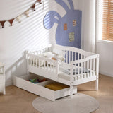 Vertical Fence White Painted Pine Toddler Bed with Bottom Drawer and Side Car Bed 73292945