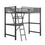 ZUN Twin Size Loft Metal&MDF Bed with Desk and Shelf, Black 23364154