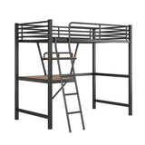 ZUN Twin Size Loft Metal&MDF Bed with Desk and Shelf, Black 23364154