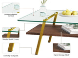 Rectangle Coffee Table, Tempered Glass Tabletop with Gold Metal Legs, Modern Table for Living Room , W241126033