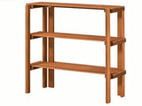 Natural Wood Folding Storage Shelf, Slatted Drainage Design Portable Display Rack for Indoor Outdoor 60770932