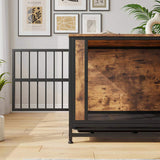 Dog Crate Furniture, Wooden Dog Crate Table, 32.8" Dog Kennel with 2 Slidings and Thick Iron W840P203066