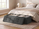 Dark Gray Foldable Storage Ottoman Bench with 660lb Capacity, Multi-Functional Footrest and Seat 14425433