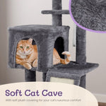 ZUN 49 inch Cat Tree Cat Tower for Indoor Cats, Cat House with Padded Platform Bed, Toy Balls, Large 87087030