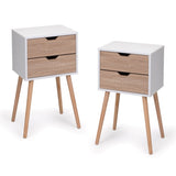 Nightstand with 2 Drawers, Tables with Solid Wood Legs and Storage, End Table, Side Table, W2181P156141