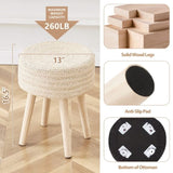 ZUN Amazon Shipping Round Ottoman Footstool Natural Seagrass Foot Stool Pouf Ottomans with Solid Wood 65772413
