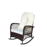 Outdoor Wicker Rocking Chair with Wide Seat, Thick, Soft Cushion, Rattan Rocker w/Steel Frame, High W209P265086