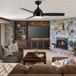 ZUN Smart 48 in. integrated LED Balck Ceiling Fan with Remote Contorl and Plywood Blades W1367135047