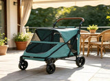 66 LBS Capacity Teal Pet Stroller for Large Dogs, All-Terrain Spring Suspension, 8-Position 98485248