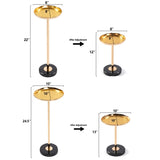 2 Pcs Adjustable Side, Small Tea Martini, Gold, Natural Marble Decorative Pedestal End W2664P232824
