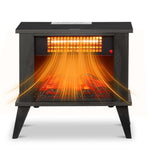 ZUN 15" Electric Fireplace Heater, Freestanding Wooden Fireplace Stove with 3D Realistic Flame, 00157505