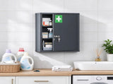 16" x 21" Lockable Medicine Cabinet, 3-Tier Steel Wall Box with 2 Keys & Adjustable Shelves for 91791008