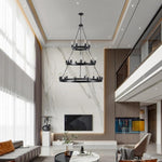 ZUN (Same as W1340119961/L1017) 27 Light Metal Ring Chandelier Black (No Bulbs) W1340P206660