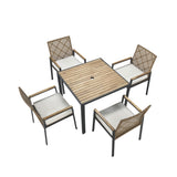 All Weather 5-Piece Patio Dining Table Sets, Patio Conversation Set Acacia Wood Table Top with 26863021
