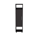 ZUN Cluster 63" Tall Wardrove One-Door Cabinet with Mirror, Three Shelves, Casters and Hanging Rod, B070P210733