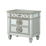 Glam Luxury Bedroom Mirrored Finish Nightstand with 2 Drawers Wooden Furniture 1pc B2741P324362