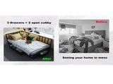 Corner Bed Frame Twin Daybed with Storage Drawers, Metal Platform Bed Frame with LED Light, Black W311P433476