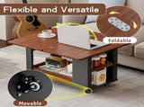 27.6'' Modern Multi-Function Coffee Table/Side Table with Foldable Top & Casters, Multi-tier N735P328521B