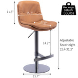 ZUN Swivel Bar Stools Black Titanium Stainless Steel Base and Footrest, Grade, Faux Leather Bar Chair 35748444