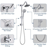 6 Inch Rain Shower Head with Handheld Shower Head Bathroom Rain Shower System W121956008