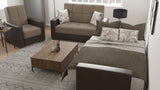 PrimeNest ZenAero Collection Upholstered Convertible Loveseat with Storage, Beige/Brown-PU Chenille B030P281764
