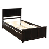 ZUN Platform Bed with Twin Size Trundle, Twin Size Frame, Espresso 14512672