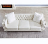 Beige, 23 Seat Sofa Set, Velvet Crystal Buckle Upholstery Sofa, Crystal Feet, Removable Cushion, 27013194