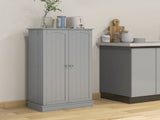 Simple Triamine Adjustable Shelves Sideboard With Door Cabinet White, Gray-AS 02962653