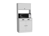 Apex Kitchen Pantry 66.3" H with Drawer, 2 Cabinets, and Microwave Stand, White B097P199736