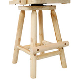 Rustic Bar Stool - Fir Wood Construction, Chair with Footrest,Wide Armrest, Rustic Kitchen Stool, W465P221175