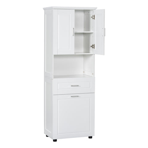 ZUN Tall Bathroom Cabinet with Laundry Basket, Large Space Tilt-Out Laundry Hamper and Upper 38181929