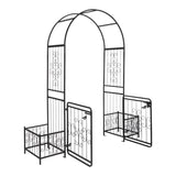 198.5*50*219cm Courtyard Arc Top With Door With Planting Frame Iron Art Iron Arch Black 02242955