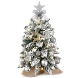 ZUN 22in Mini Christmas Tree with Light Artificial Small Tabletop Christmas Decoration with Flocked 89599115