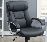 ZUN Classic 1pc Office Chair Black Color Cushioned Headrest Adjustable Work Silver Armrest HS00F1685-ID-AHD